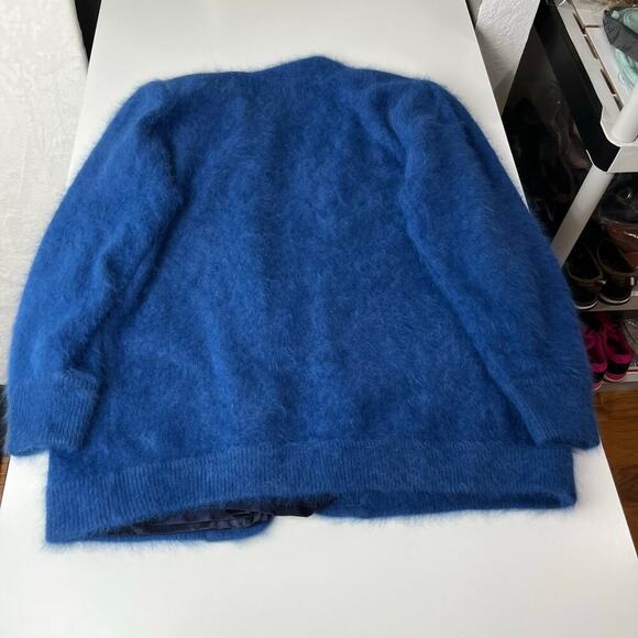 Venesha‎ High Quality Angora Blend Vintage Cardigan Medium Blue Open Front - Picture 12 of 14